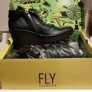 Fly London Yoxi Leather Wedge Bootie